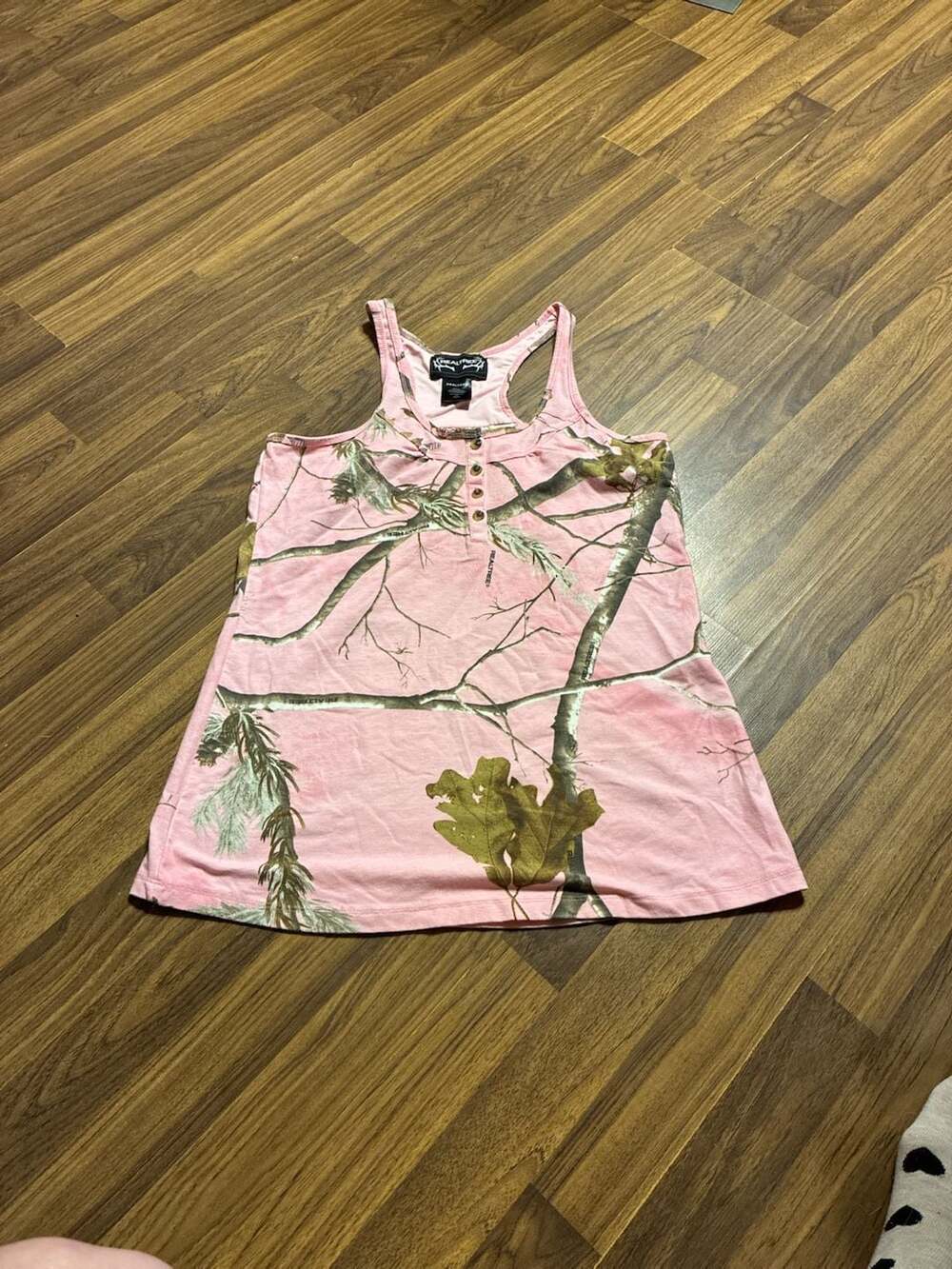 Realtree Women's Pink Camouflage Racerback Button-Front Tank Top
